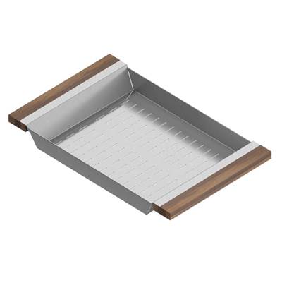 Home Refinements by Julien 205231 - Colander For 18In Sink, Walnut Handles, 12X19X2-1/4