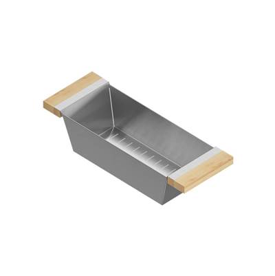 Home Refinements by Julien 205323 - Colander For 16In Sink, Maple Handles, 6X17X4-1/4