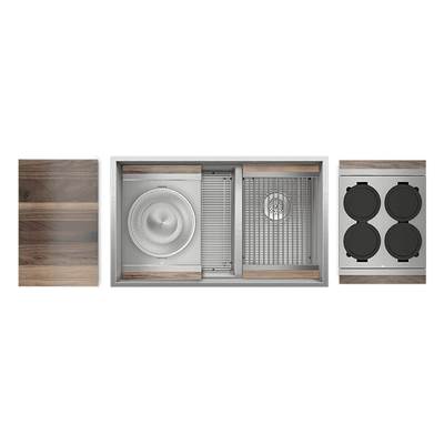 Home Refinements by Julien 005471 - Smartstation Undermount Double Bowl Kitchen Sink With Walnut Accessories, L18