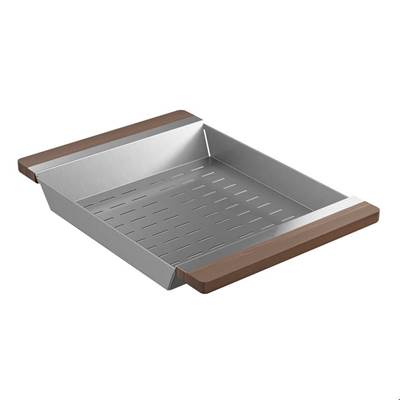 Home Refinements by Julien 205040 - Colander For Fira Sink W/Ledge, Walnut Handles, 12X17-1/4X2-1/4