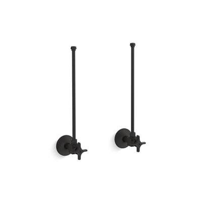 Kohler K-7605-P-BL - Pair 3/8'' Npt Angle Supplies With Stop, Cross Handle And Annealed Vertical Tube