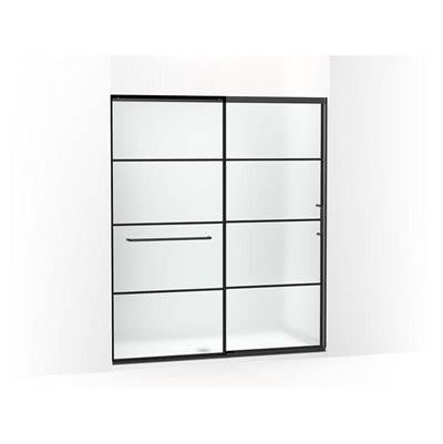 Kohler K-707616-8G80-BL - Elatee Tall Sliding Shower Door, 75-1/2'' H X 62-1/4 - 65-5/8'' W, With Heavy 5/16'' Thick Frosted Glass With Rectangular Grille Pattern
