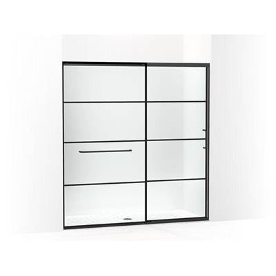 Kohler K-707617-8G79-BL - Elatee Tall Sliding Shower Door, 75-1/2'' H X 68-1/4 - 71-5/8'' W, With Heavy 5/16'' Thick Crystal Clear Glass With Rectangular Grille Pattern