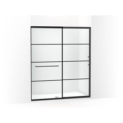 Kohler K-707616-8G79-BL - Elatee Tall Sliding Shower Door, 75-1/2'' H X 62-1/4 - 65-5/8'' W, With Heavy 5/16'' Thick Crystal Clear Glass With Rectangular Grille Pattern