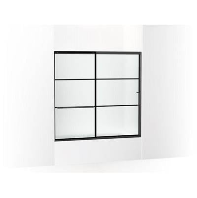 Kohler K-707618-8G80-BL - Elatee Sliding Bath Door, 56-3/4'' H X 56-1/4 - 59-5/8'' W With Heavy 5/16'' Thick Frosted Glass With Rectangular Grille Pattern