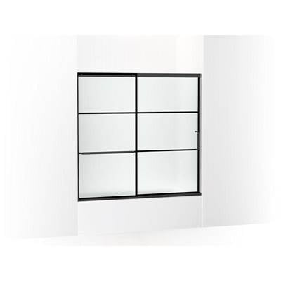 Kohler K-707609-6G80-BL - Elatee Sliding Bath Door, 56-3/4'' H X 56-1/4 - 59-5/8'' W, With 1/4'' Thick Frosted Glass With Rectangular Grille Pattern