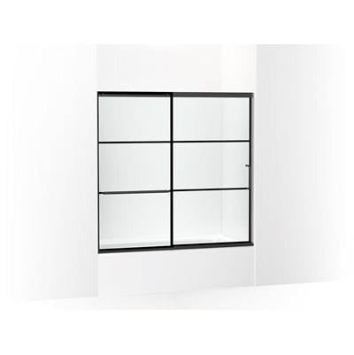 Kohler K-707609-6G79-BL - Elatee Sliding Bath Door, 56-3/4'' H X 56-1/4 - 59-5/8'' W, With 1/4'' Thick Crystal Clear Glass With Rectangular Grille Pattern