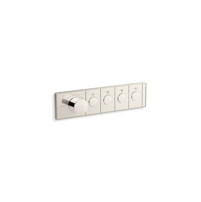 Kohler K-26348-9-SN - Anthem Four-Outlet Thermostatic Valve Control Panel With Recessed Push-Buttons
