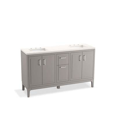 Kohler K-33555-ASB-1WT - Seer 60'' Bathroom Vanity Cabinet With Sinks And Quartz Top