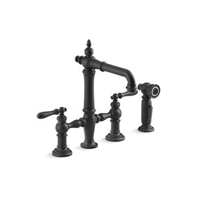 Kohler K-76520-4-BL - Artifacts Two-Hole Bridge Bar Sink Faucet With Side Sprayer