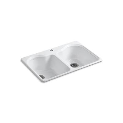 Kohler K-5818-1-0 - Hartland 33'' X 22'' X 9-5/8'' Top-Mount Double-Equal Kitchen Sink With Single Faucet Hole