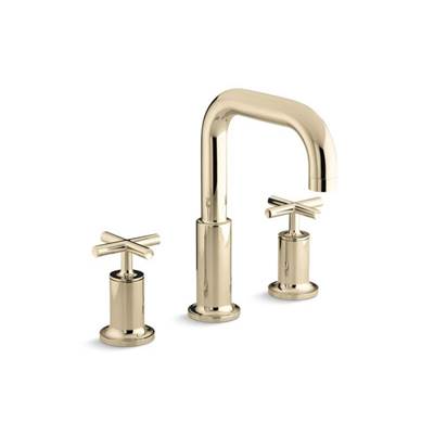 Kohler K-T14428-3-AF - Purist Deck-Mount Bath Faucet Trim For High-Flow Valve With Cross Handles, Valve Not Included