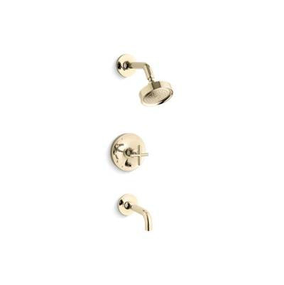 Kohler K-T14421-3-AF - Purist Rite-Temp Pressure-Balancing Bath And Shower Faucet Trim With Push-Button Diverter, 7-3/4'' Spout And Cross Handle, Valve Not Included