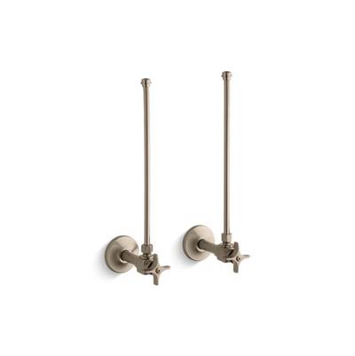 Kohler K-7605-P-BV - Pair 3/8'' Npt Angle Supplies With Stop, Cross Handle And Annealed Vertical Tube