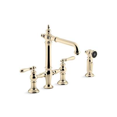 Kohler K-76519-4-AF - Artifacts Two-Hole Bridge Kitchen Sink Faucet With Sidesprayer
