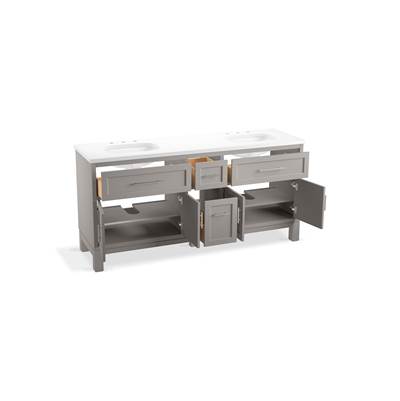 Kohler K-31247-ASB-1WT - Quo 72 In. Bathroom Vanity Cabinet With Sinks And Quartz Top