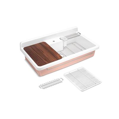 Kohler K-21103-1HPPB-0 - Farmstead 45 In. Top-/Wall-Mount Single-Bowl Workstation Farmhouse Kitchen Sink