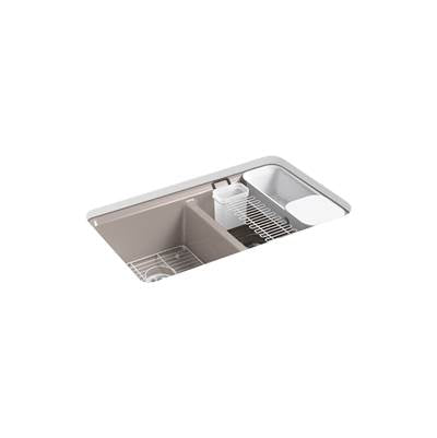 Kohler K-8679-5UA3-TRF - Riverby 33 In. Undermount Double-Bowl Workstation Kitchen Sink