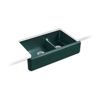 Kohler K-6427-17 - Whitehaven Smart Divide 35-3/4 In. Undermount Double-Bowl Farmhouse Kitchen Sink