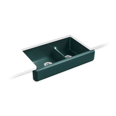 Kohler K-6426-17 - Whitehaven Smart Divide 35-1/2 In. Undermount Double-Bowl Farmhouse Kitchen Sink With Short Apron