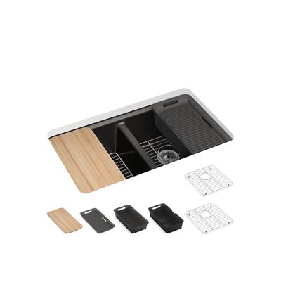 Kohler K-8679-5UPC-7 - Riverby 33 In. Undermount Double-Bowl Workstation Kitchen Sink