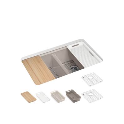 Kohler K-8679-5UPC-TRF - Riverby 33 In. Undermount Double-Bowl Workstation Kitchen Sink