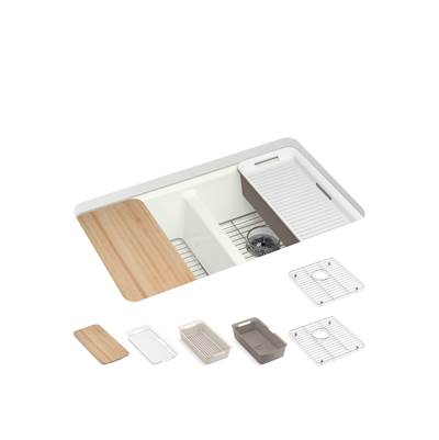 Kohler K-8679-5UPC-NY - Riverby 33 In. Undermount Double-Bowl Workstation Kitchen Sink