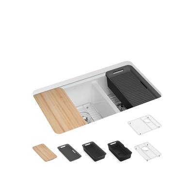 Kohler K-8669-5UPC-95 - Riverby 33 In. Undermount Double-Bowl Workstation Kitchen Sink