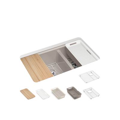 Kohler K-8669-5UPC-TRF - Riverby 33 In. Undermount Double-Bowl Workstation Kitchen Sink