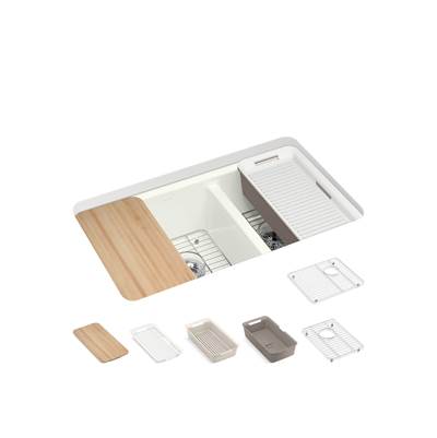 Kohler K-8669-5UPC-NY - Riverby 33 In. Undermount Double-Bowl Workstation Kitchen Sink