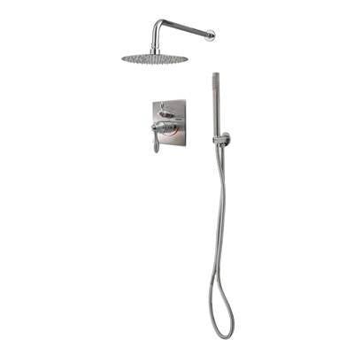 Lenova TPR211PC - 3Pc - Shower Set Includes: Shower Head Round 8'' Thermostatic/Pressure Valve Trim Kit - Square