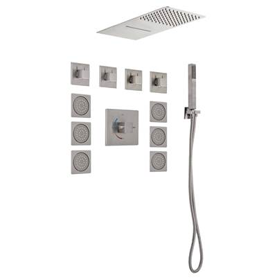 Lenova TPS101BN - 4Pc - Shower Set Includes: Shower Head Square 19-3/4'' X 8'' Thermostatic/Pressure Valve Trim Kit - Square