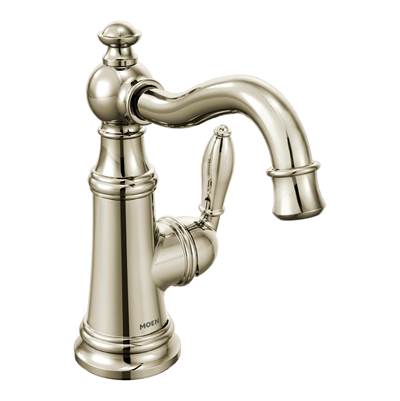 Moen S42107NL - Weymouth Polished Nickel One-Handle High Arc Bathroom Faucet