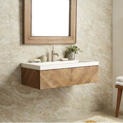 Native Trails VNW191-NSL3619-P - 36'' Chardonnay Floating Vanity With Nativestone Trough In Pearl