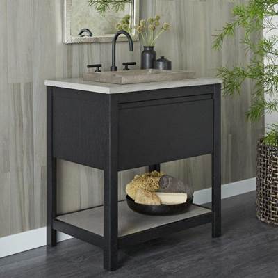 Native Trails VNO308-A-NSVNT30-A - 30'' Solace Vanity Base In Midnight Oak With Palomar Vanity Top And Sink In Ash