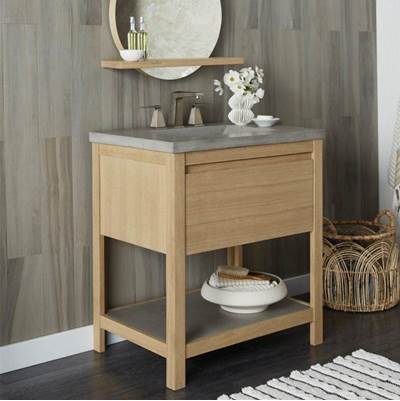 Native Trails VNO301-A-NSVNT30-A - 30'' Solace Vanity Base In Sunrise Oak With Palomar Vanity Top And Sink In Ash