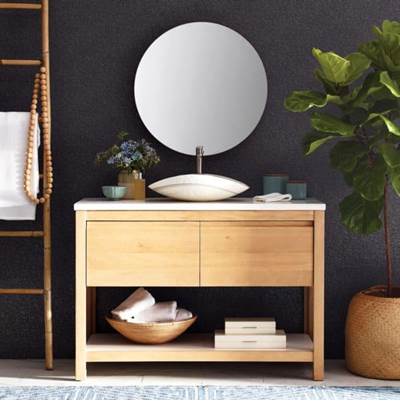 Native Trails VNO488-P-NSVNT48-P - 48'' Solace Vanity Base In Midnight Oak With Palomar Vanity Top And Sink In Pearl