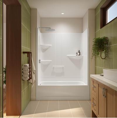 Neptune Entrepreneur 220371-000-001-221 - Astley Access Ts-6032 Acrylic Alcove Left-Hand Drain One-Piece Tub Shower In White