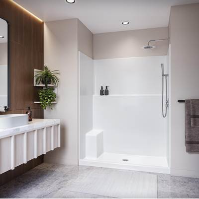 Neptune Entrepreneur 220402-000-002-221 - Avila Ss3260 Acrylxe Alcove Center Drain One-Piece Shower With Left Seat In White