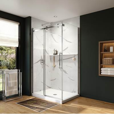 Neptune Entrepreneur 220294-900-084-000 - Axion 48 X 32 X 78 3/4 In. 8Mm Sliding Shower Door For Corner Installation With Clear Glass In Chrome