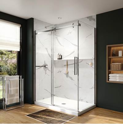 Neptune Entrepreneur 220299-900-084-000 - Axion 60 X 32 X 78 3/4 In. 8Mm Sliding Shower Door With Towel Bar For Corner Installation With Clear Glass In Chrome