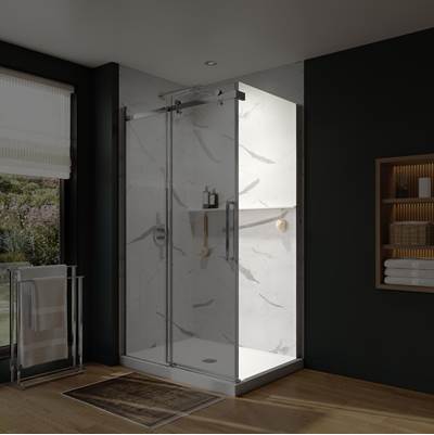 Neptune Entrepreneur 220292-900-084-000 - Axion Return Panel For 32 In. Base With Clear Glass In Chrome