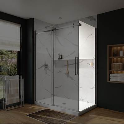 Neptune Entrepreneur 220293-900-084-000 - Axion Return Panel For 36 In. Base With Clear Glass In Chrome