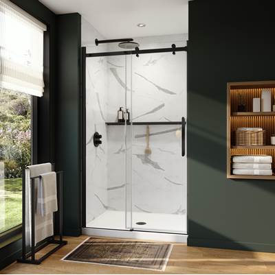 Neptune Entrepreneur 220286-900-340-000 - Axion 44 1/2-47 X 78 3/4 In. 8Mm Sliding Shower Door For Alcove Installation With Clear Glass In Matte Black