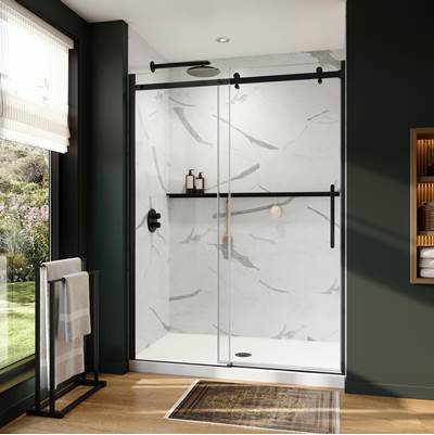 Neptune Entrepreneur 220287-900-340-000 - Axion 56 1/2-59 X 78 3/4 In. 8Mm Sliding Shower Door For Alcove Installation With Clear Glass In Matte Black