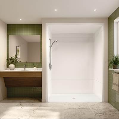 Neptune Entrepreneur 220400-000-001-273 - Banff Bfs-6036A Acrylic Alcove Center Drain Vertical Threshold One-Piece Shower In White