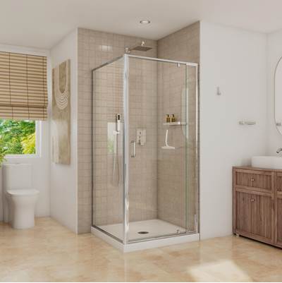 Neptune Entrepreneur 220334-900-084-000 - Belaya 36 X 36 X 72 In. 6Mm Pivot Shower Door For Corner Installation With Clear Glass In Chrome