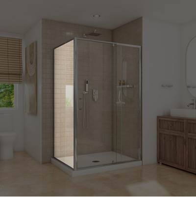 Neptune Entrepreneur 220408-900-084-000 - Belaya Return Panel For 36 In. Base With Clear Glass In Chrome