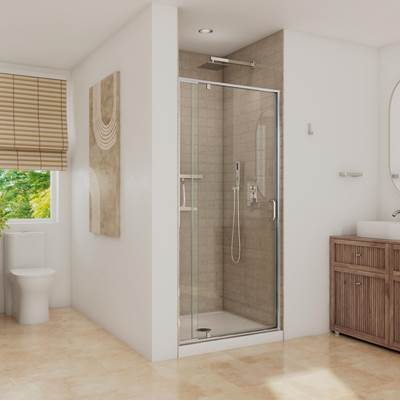 Neptune Entrepreneur 220333-900-084-000 - Belaya 32-36 X 72 In. 6Mm Pivot Shower Door For Alcove Installation With Clear Glass In Chrome
