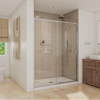 Neptune Entrepreneur 220337-900-084-000 - Belaya 56-60 X 72 In. 6Mm Pivot Shower Door For Alcove Installation With Clear Glass In Chrome
